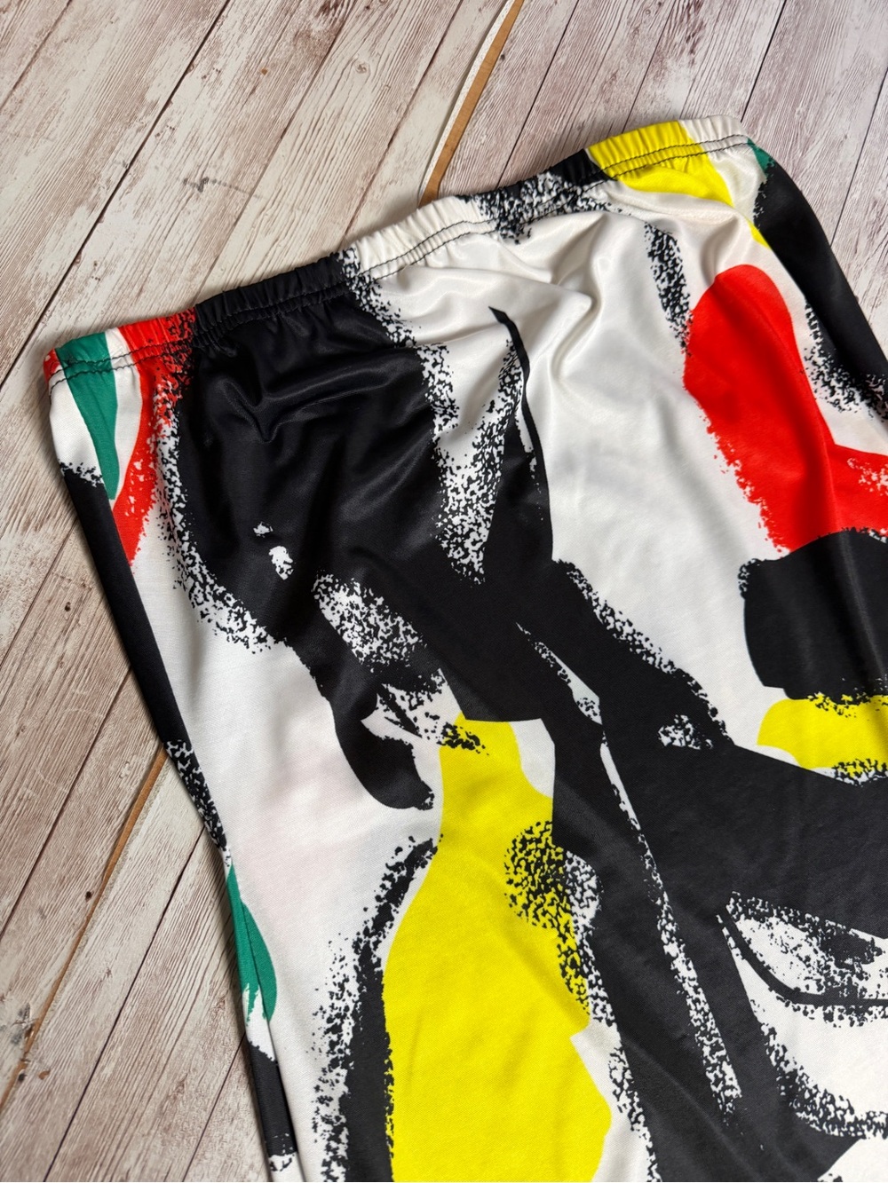 Abstract Brushstroke Midi Skirt in Black, White, Yellow, Red, Green - Picture 3 of 8